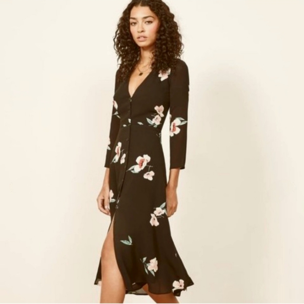 Reformation Floral Alma Dress Midi Dress Sz 4